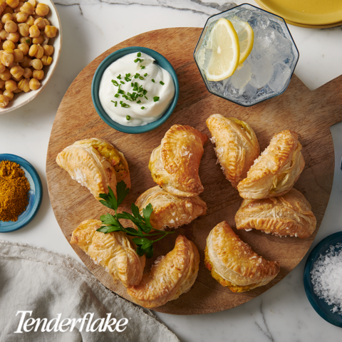 Chickpea and Tahini Hand Pies made with Tenderflake product