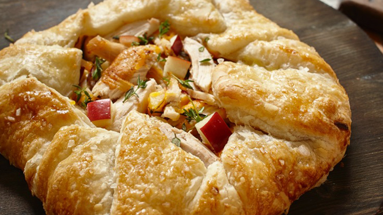 Fall Harvest Chicken, Apple And Cheddar Galette