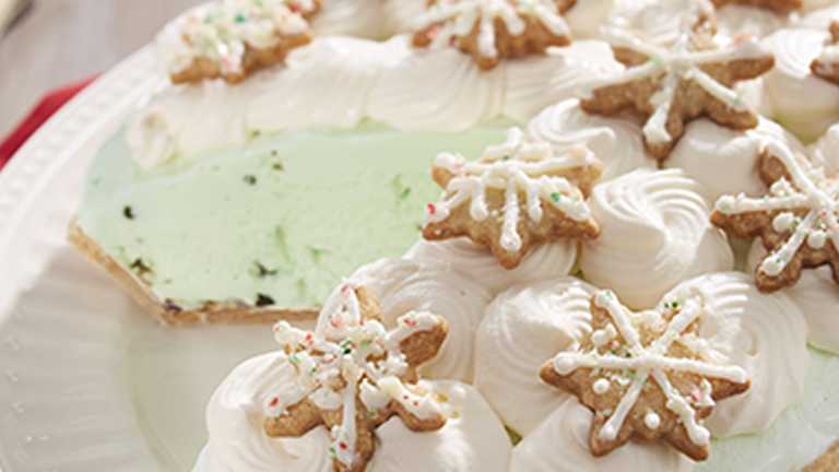 Peppermint Snowflake Ice Cream Pie