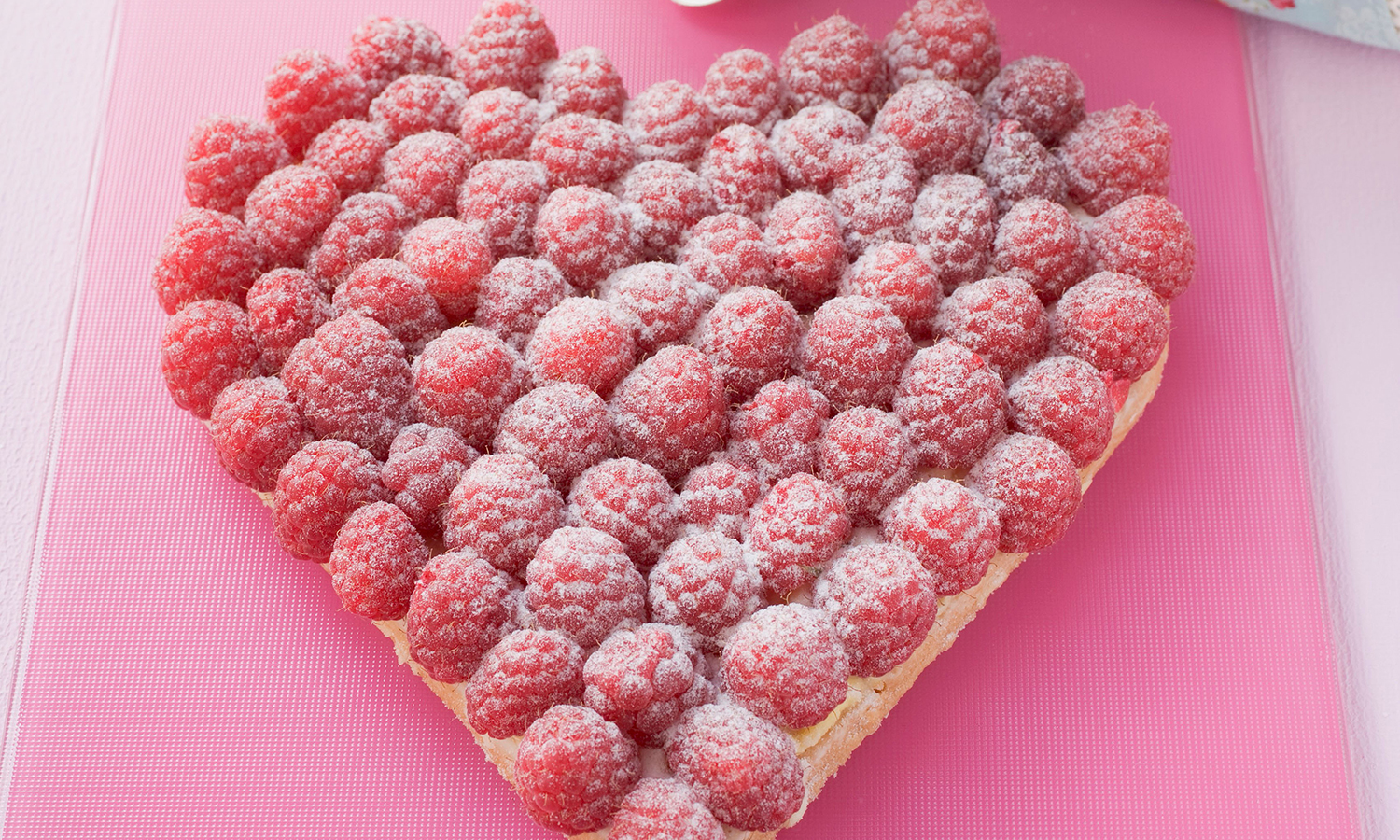 Raspberry Custard Heart Tart