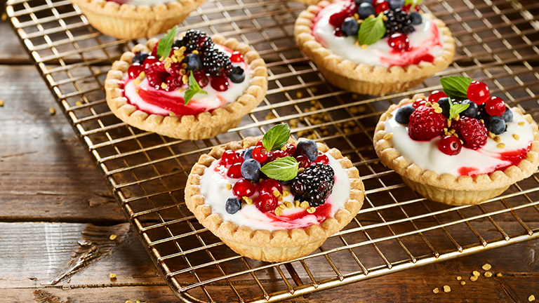 Vanilla Yogurt and Raspberry Tarts